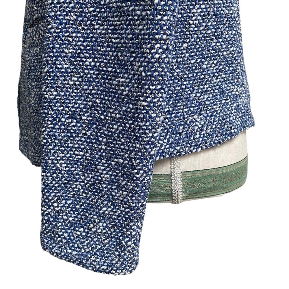 Talbots Blue White Tweed Open Front Blazer Jacket Small Boucle Career Office - Picture 9 of 15